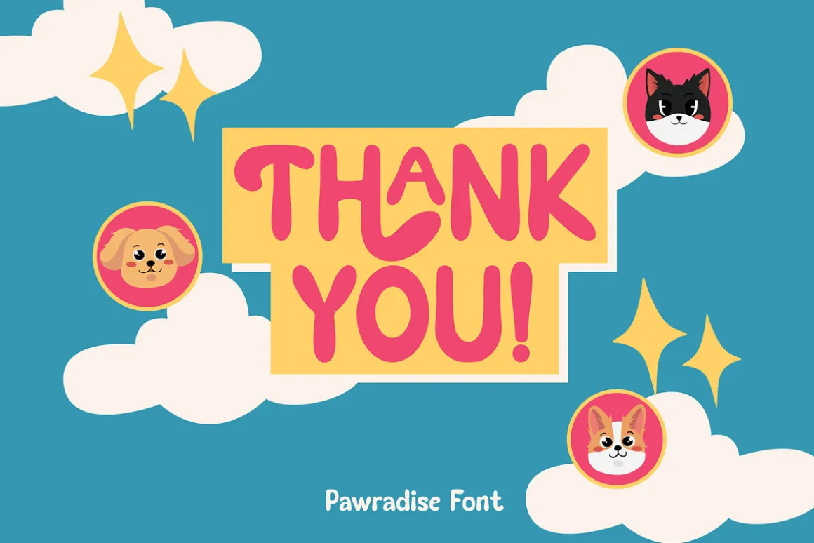 Pawradise Bubbly Display Typeface