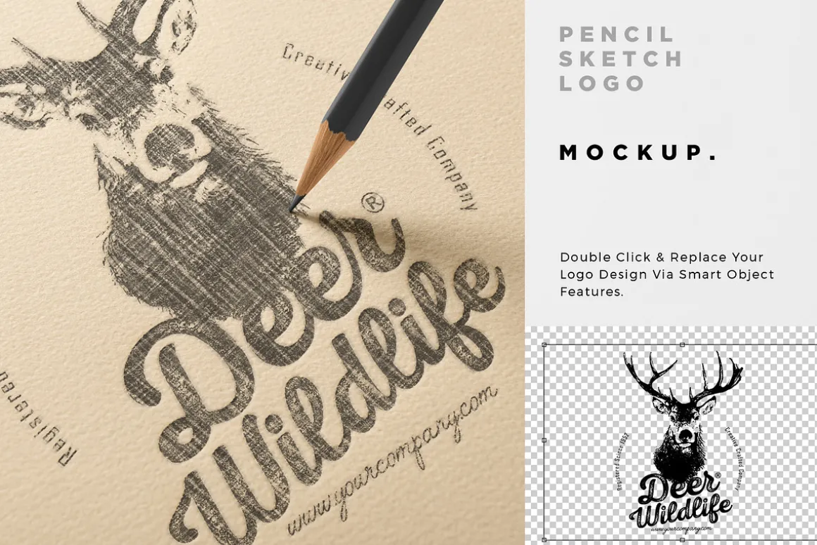 Pencil Sketch Logo Mockup