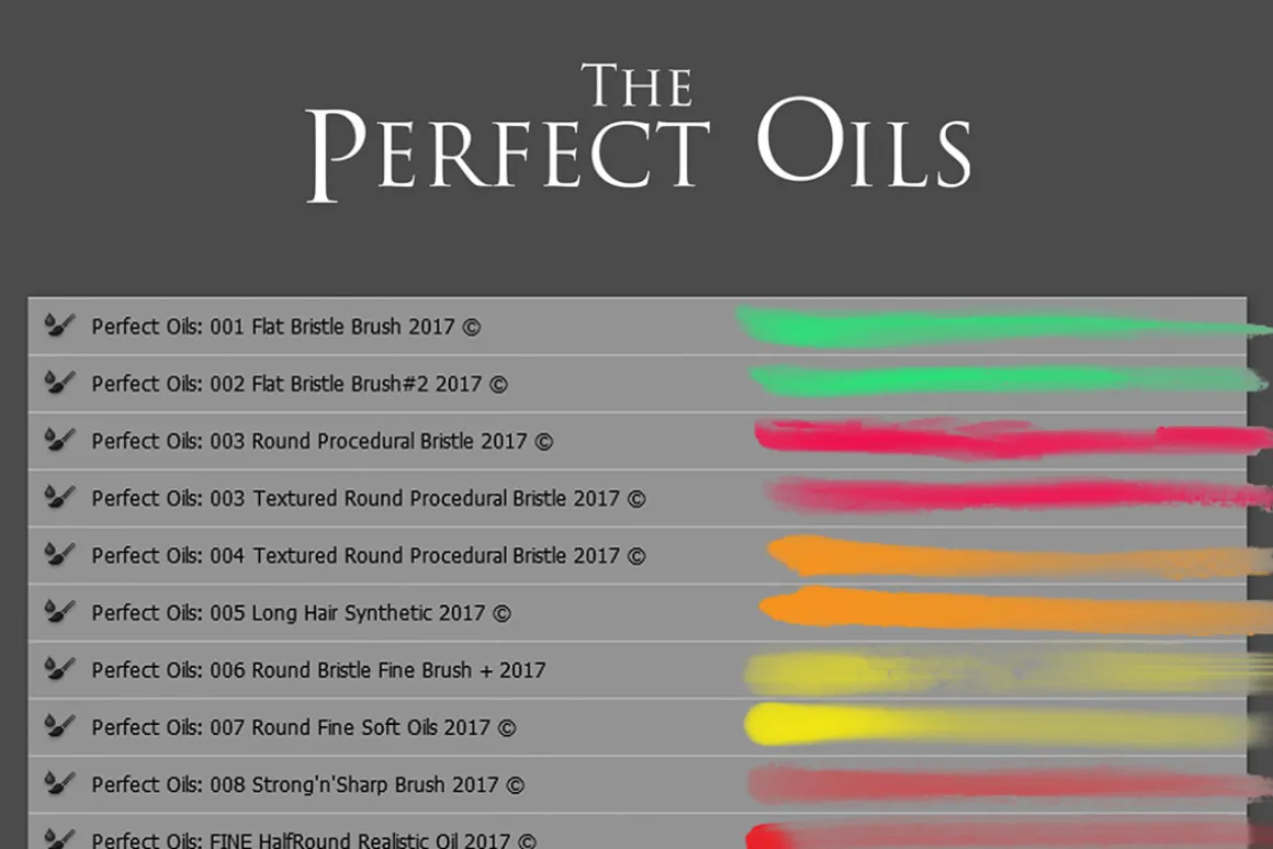 Perfect Oils. 24 Photoshop Brushes