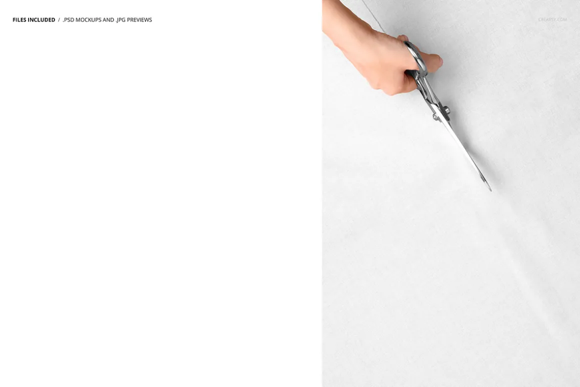 Person Cutting Cotton Fabric Mockup