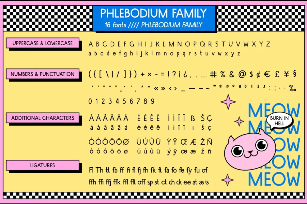 Phlebodium sans serif font 80s 90s