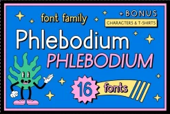 Phlebodium sans serif font 80s 90s