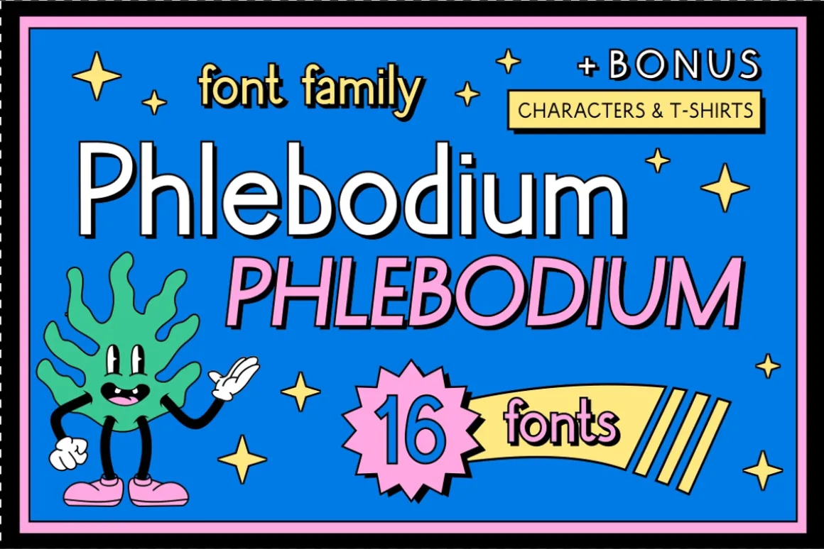 Phlebodium sans serif font 80s 90s