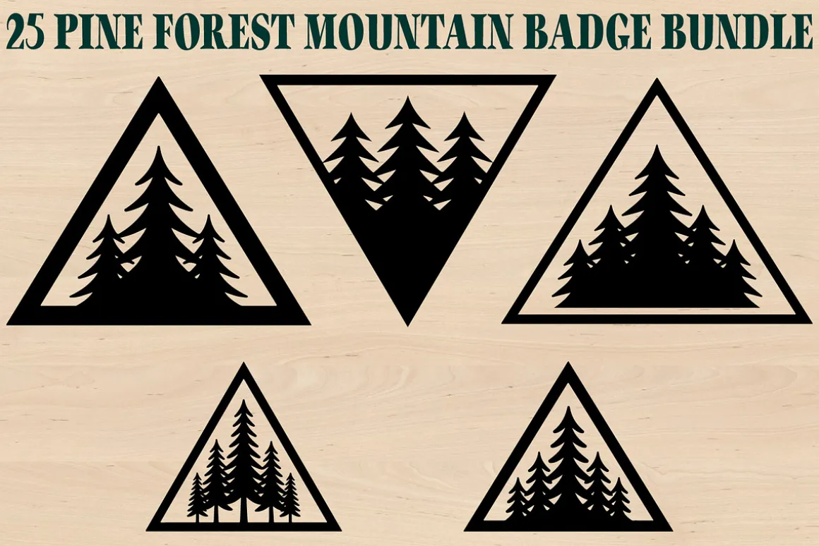 25 Pine Forest Mountain Badge Bundle