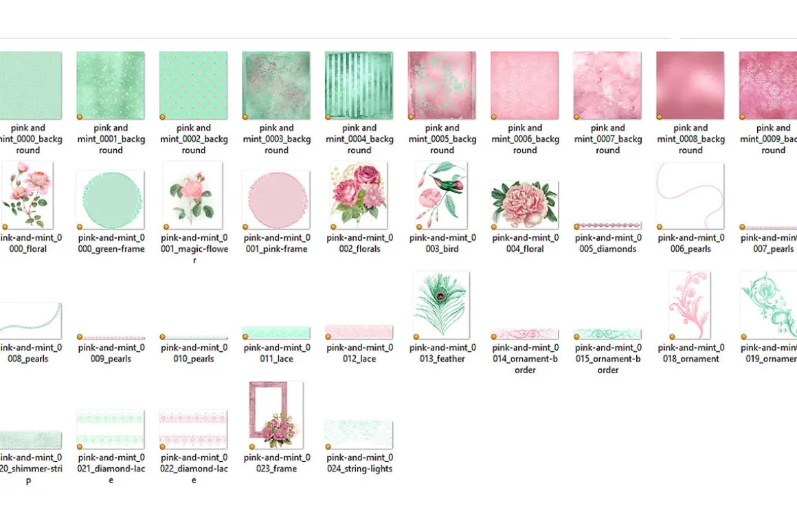 Pink and Mint Digital Scrapbook Kit
