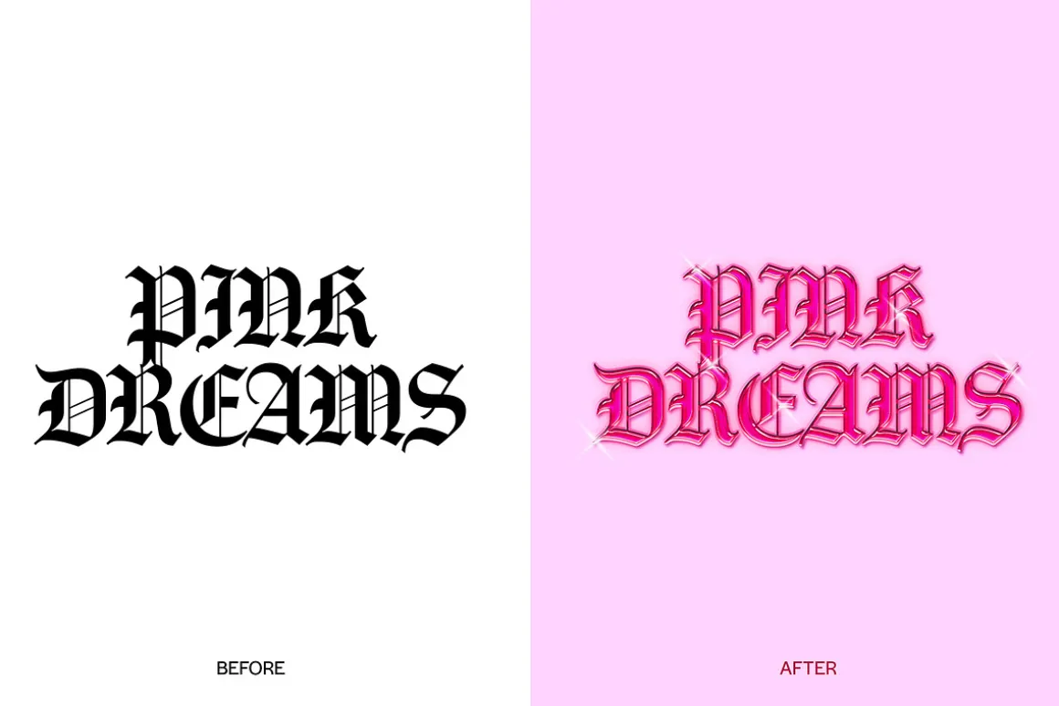 PINK GLOSSY Chrome Effect Photoshop