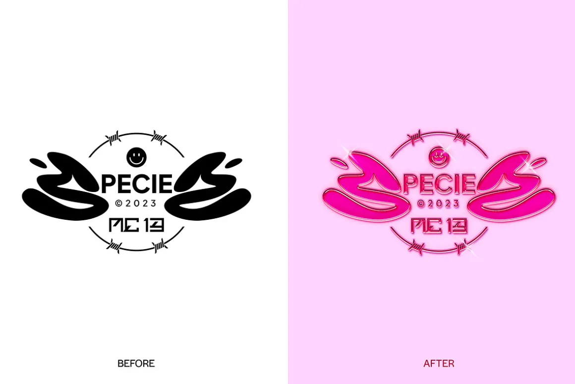 PINK GLOSSY Chrome Effect Photoshop