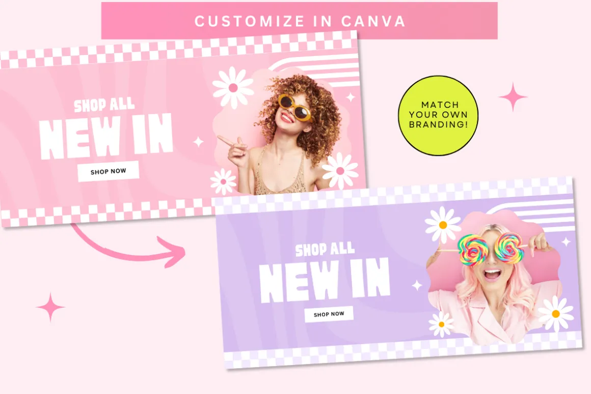 Pink Retro Shopify Website Banners