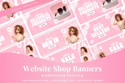 Pink Retro Shopify Website Banners