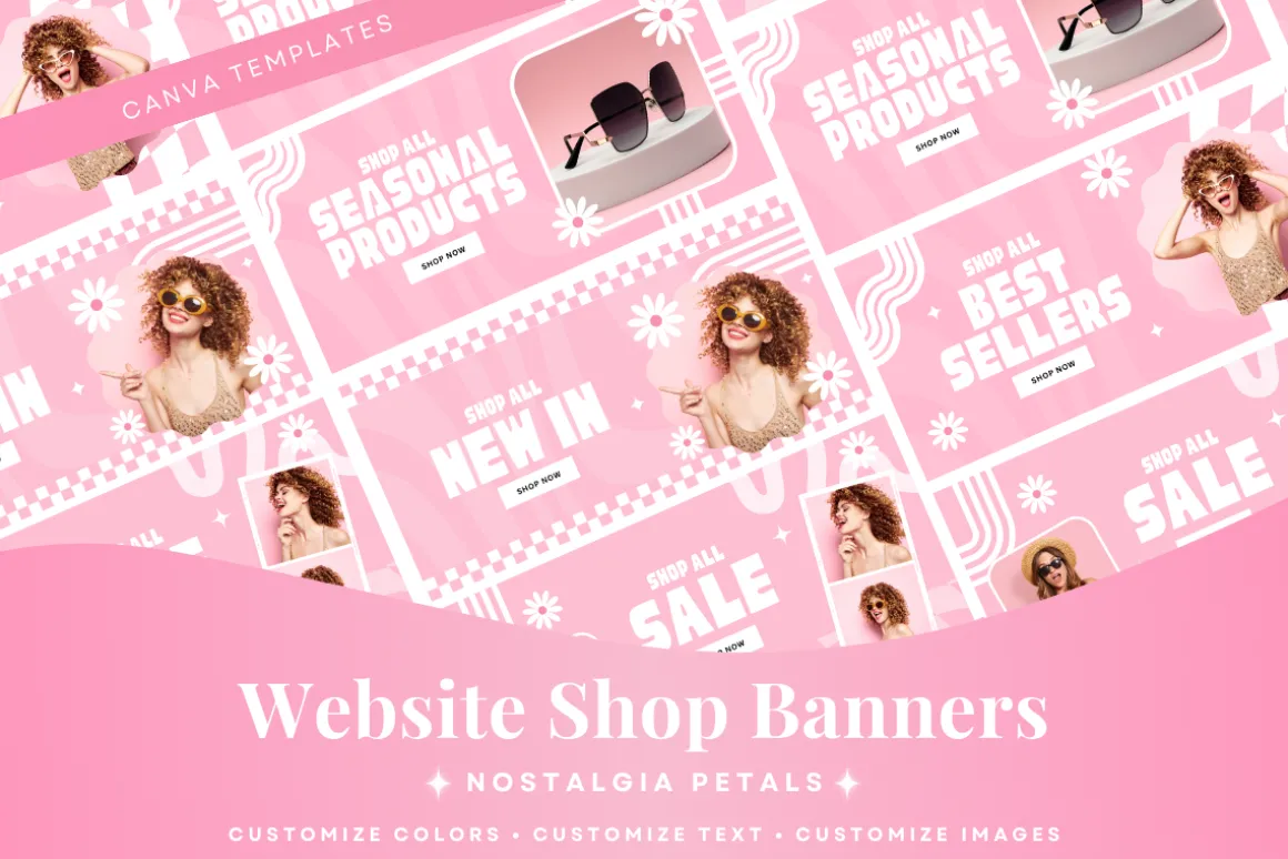 Pink Retro Shopify Website Banners