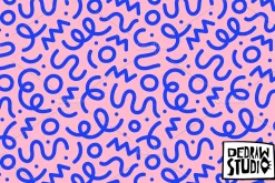 Pink Squiggle Doodle Pattern