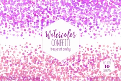 Pink Watercolor Confetti Overlays