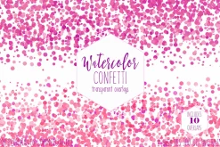 Pink Watercolor Confetti Overlays