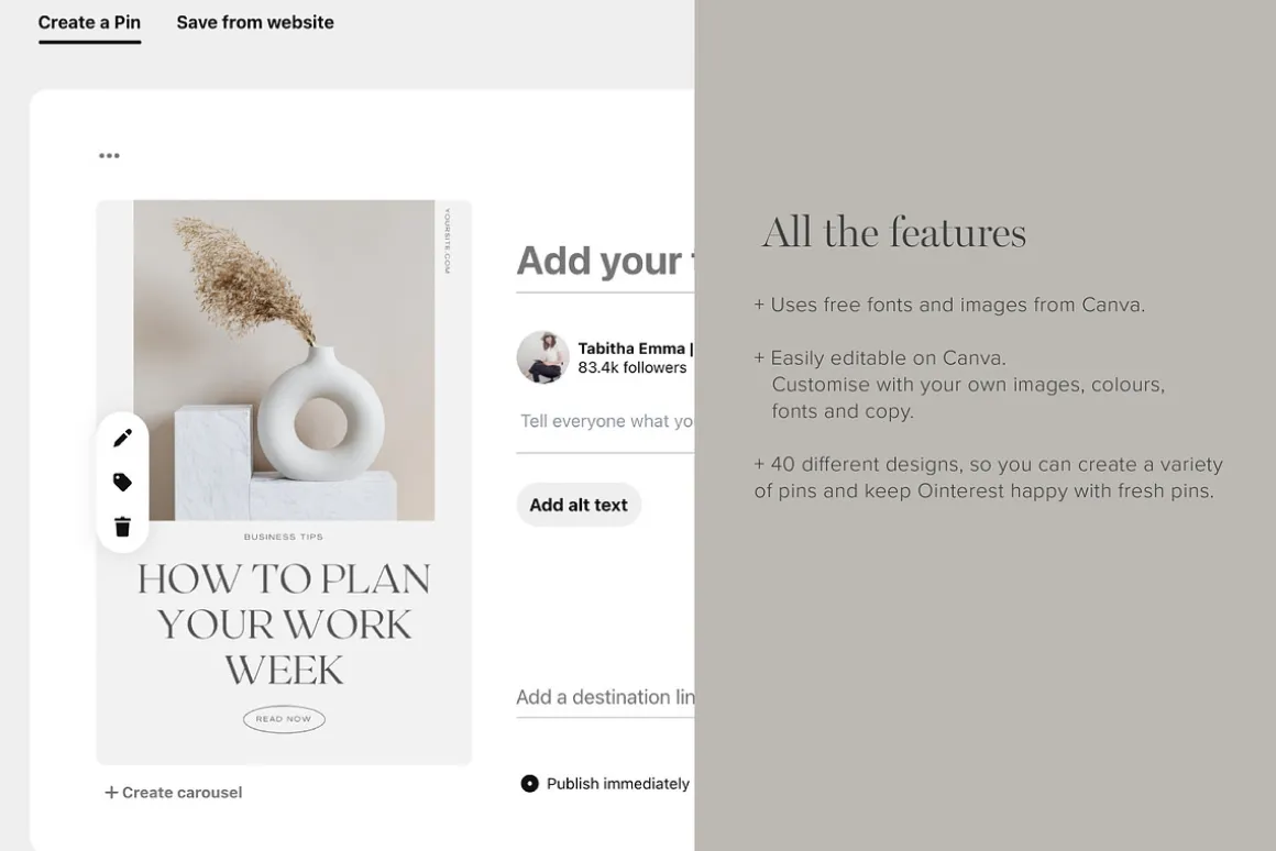 Pinterest Pin Templates for Canva