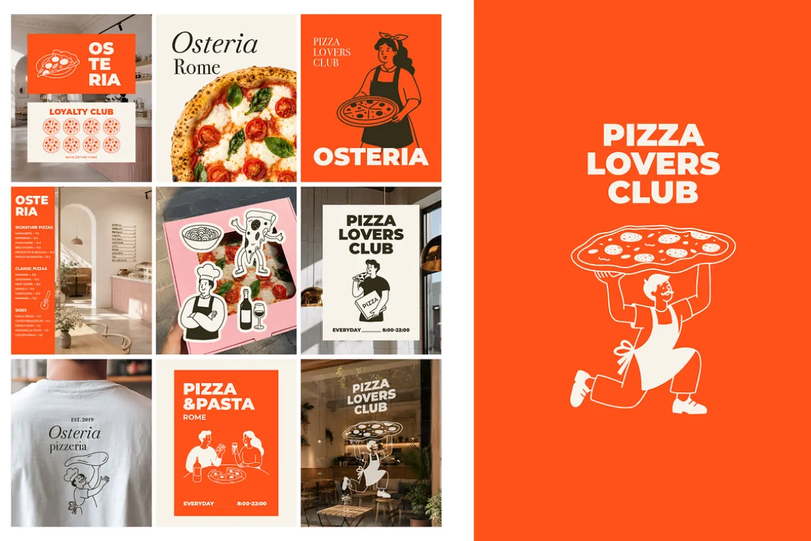 Pizza and Pasta Illustrations