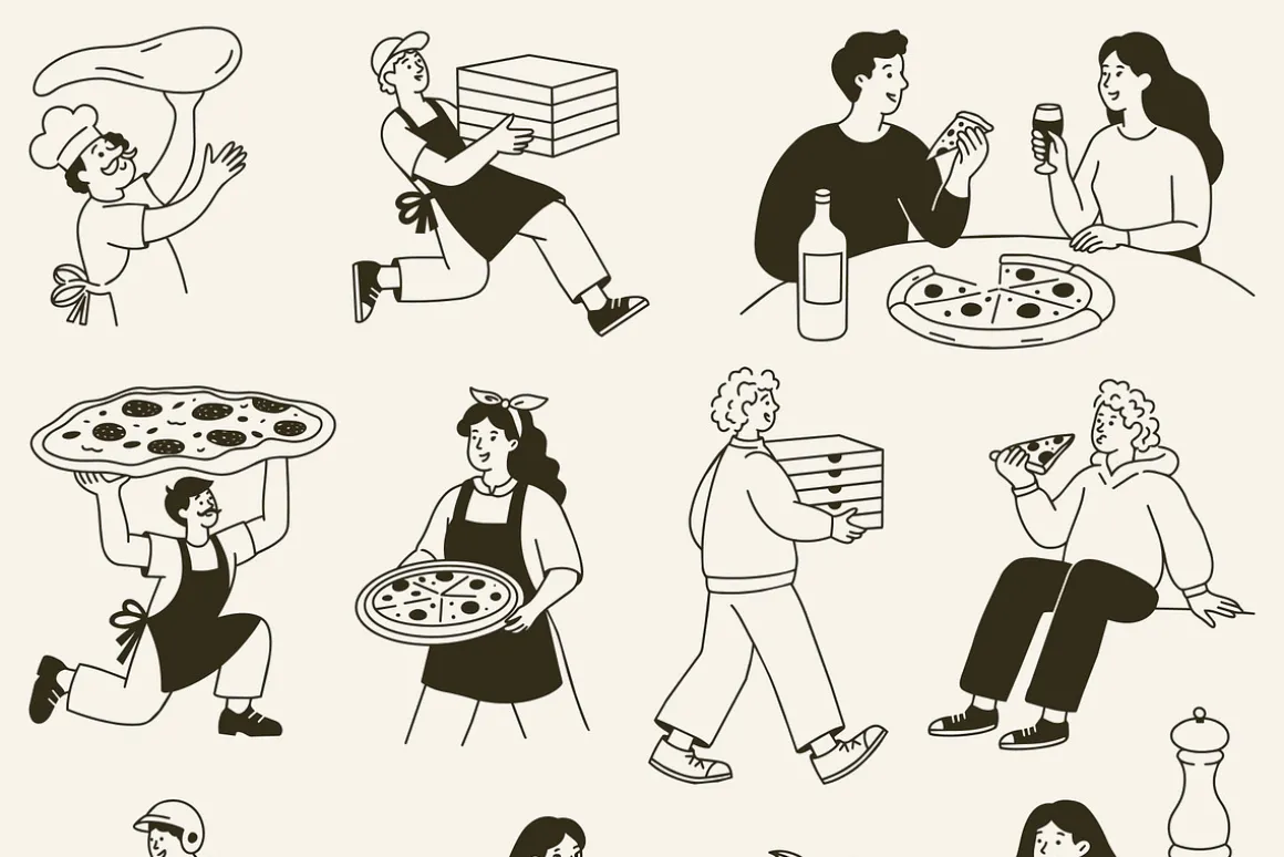 Pizza and Pasta Illustrations