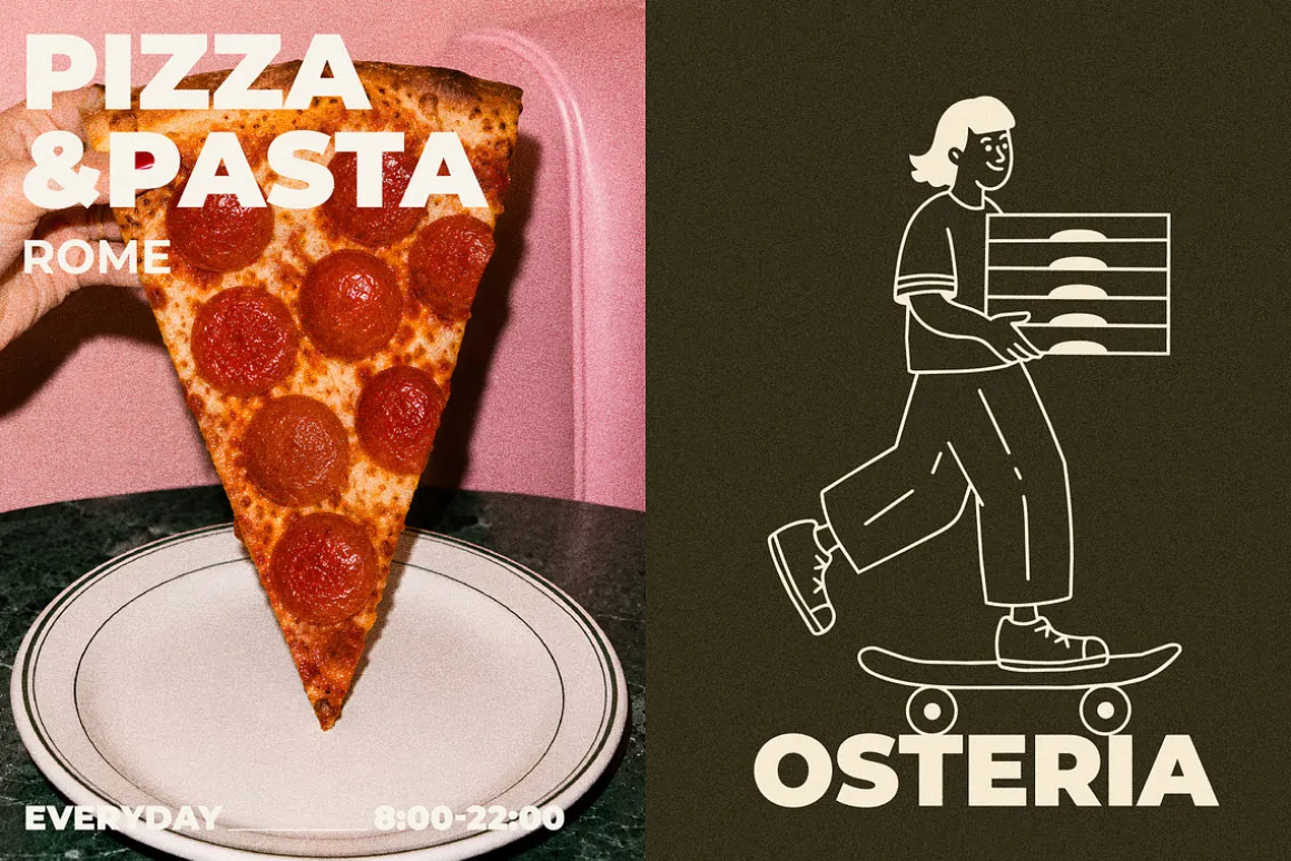 Pizza and Pasta Illustrations
