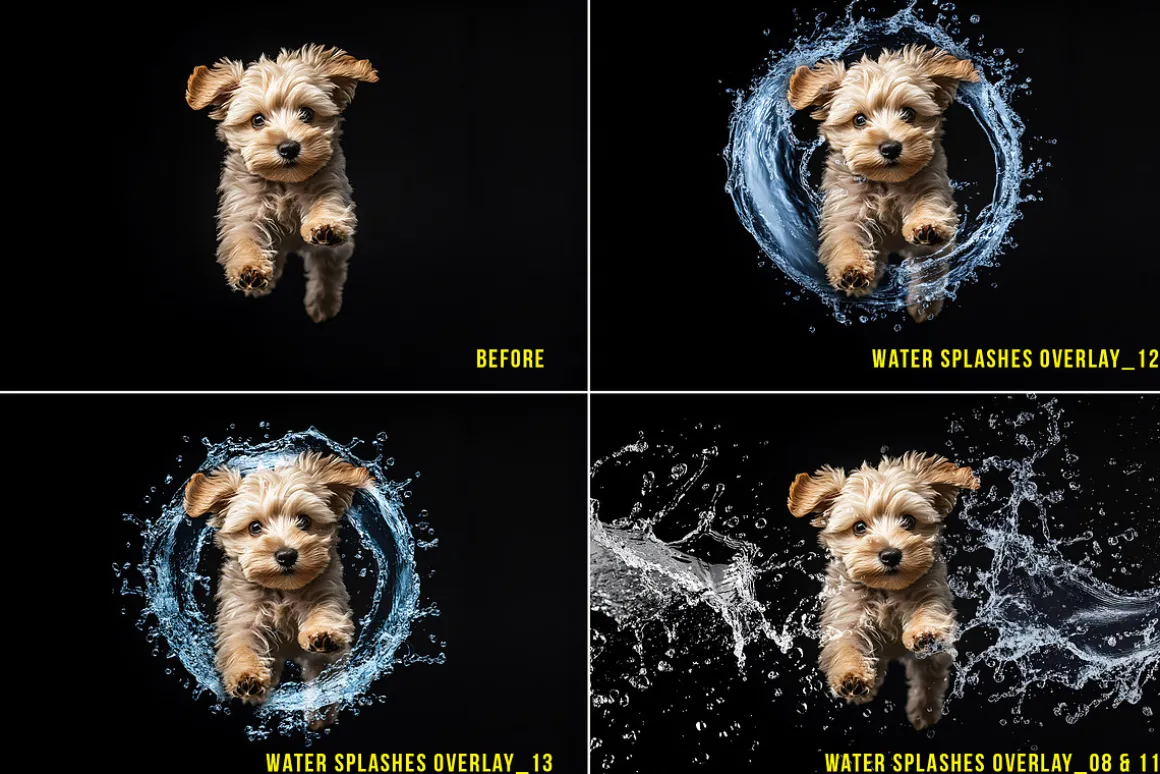 PNG water splashes digital overlays