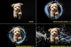 PNG water splashes digital overlays