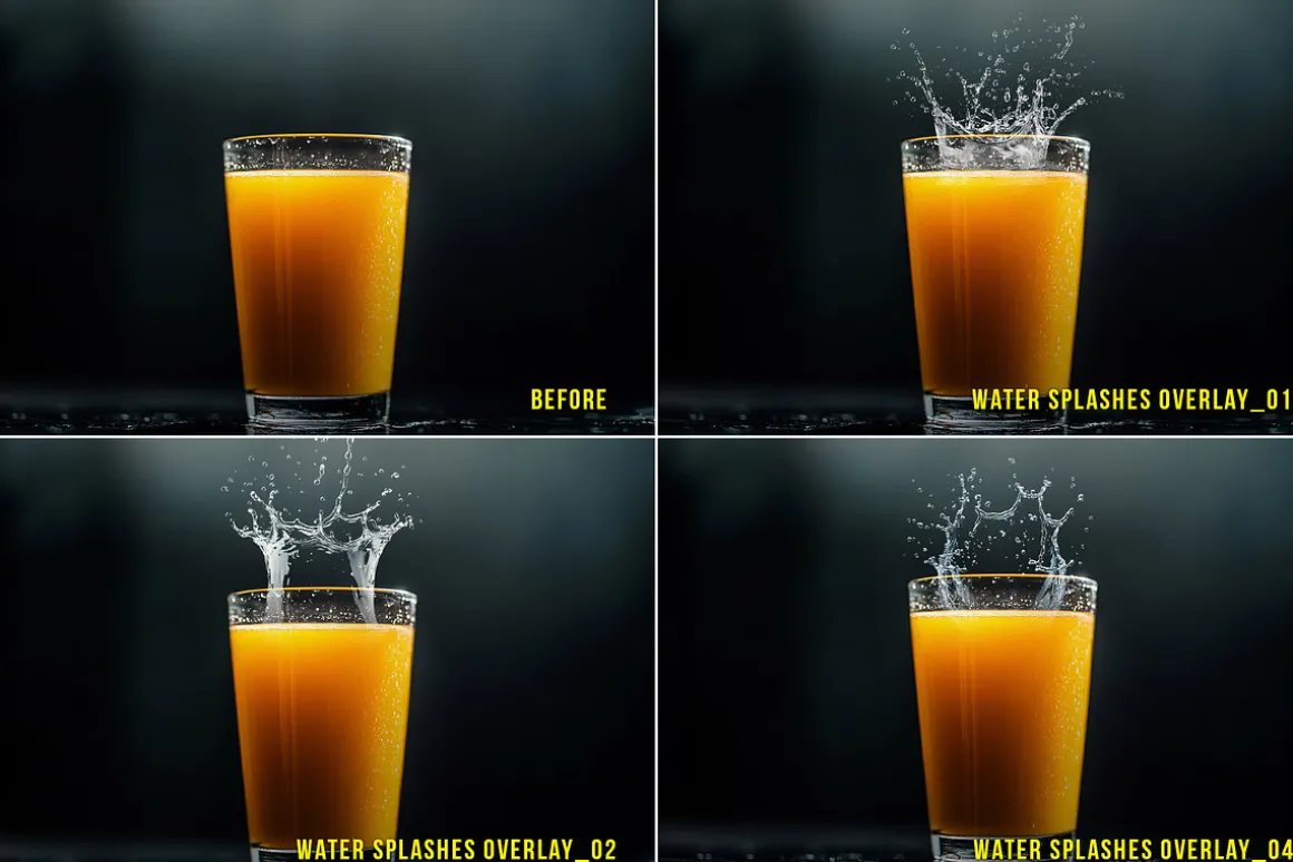 PNG water splashes digital overlays