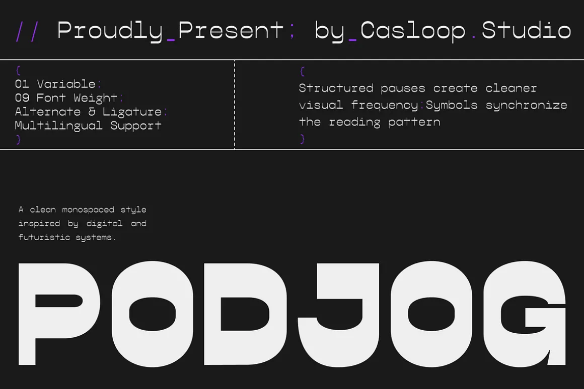 Podjog – Minimalist Monospace Font