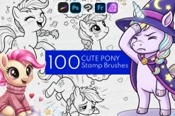 Pony Procreate Stamp Brushes Bundle