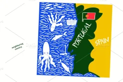 Portugal. Hand Drawn Maps With Names