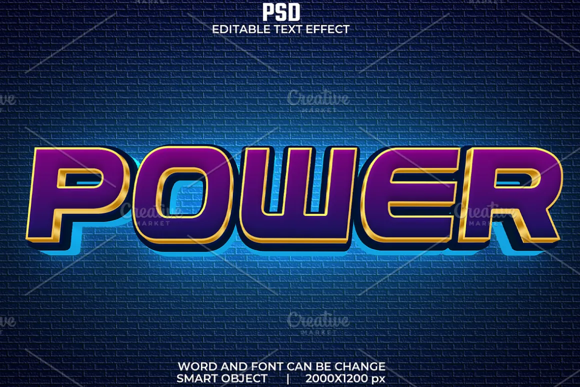 Power 3d Editable Psd Text Effect