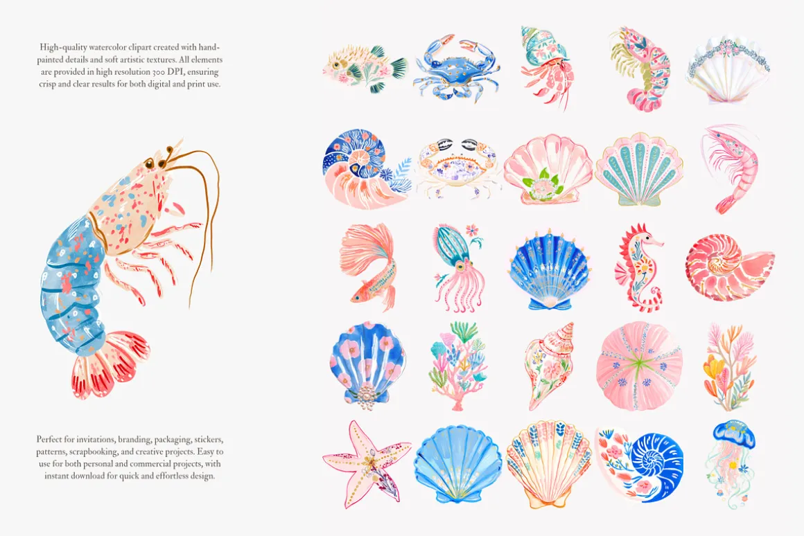 Preppy coastal clipart set