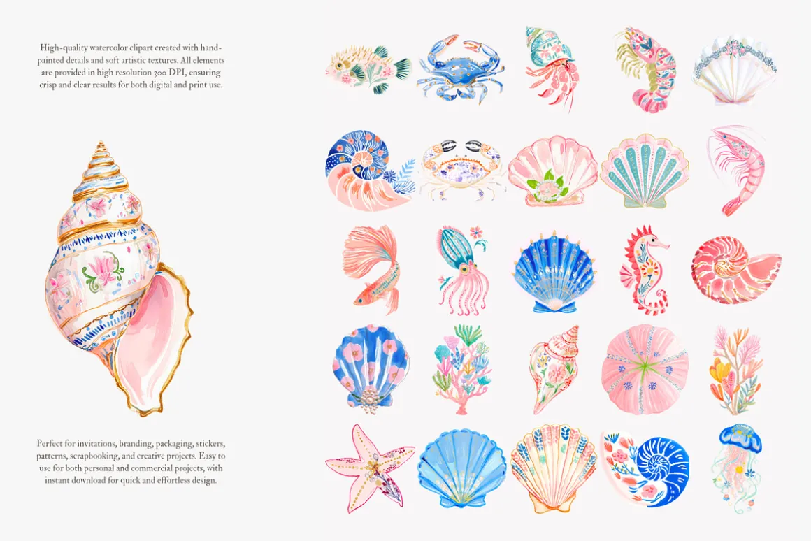 Preppy coastal clipart set
