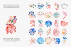 Preppy coastal clipart set