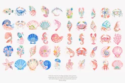 Preppy coastal clipart set