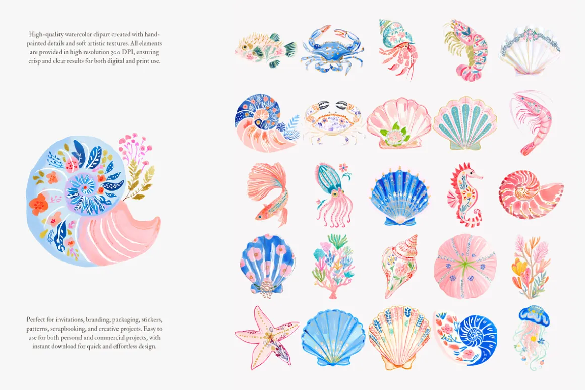 Preppy coastal clipart set