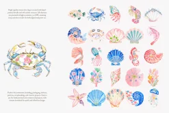 Preppy coastal clipart set