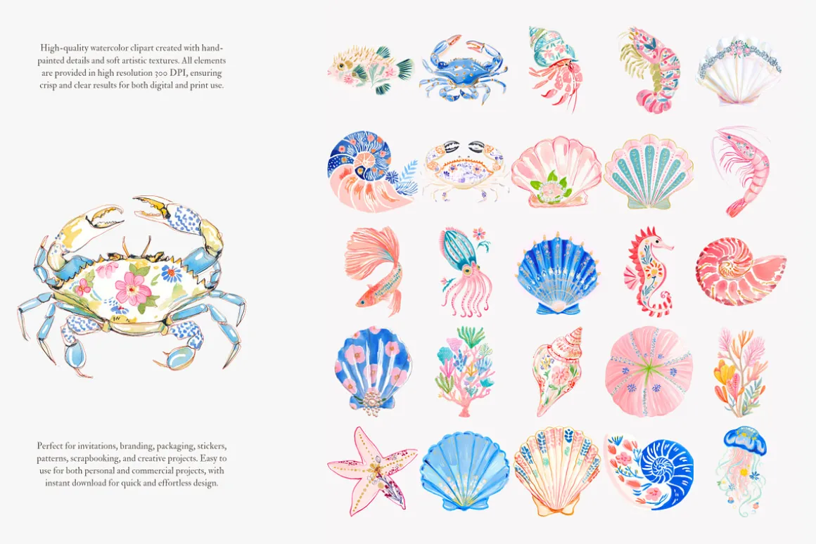 Preppy coastal clipart set