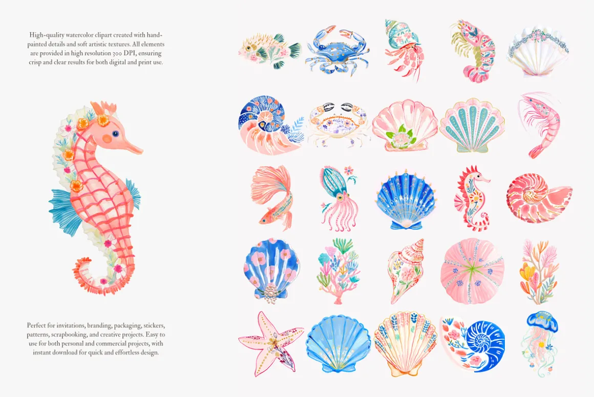 Preppy coastal clipart set