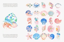 Preppy coastal clipart set
