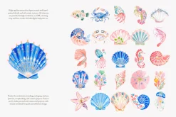 Preppy coastal clipart set