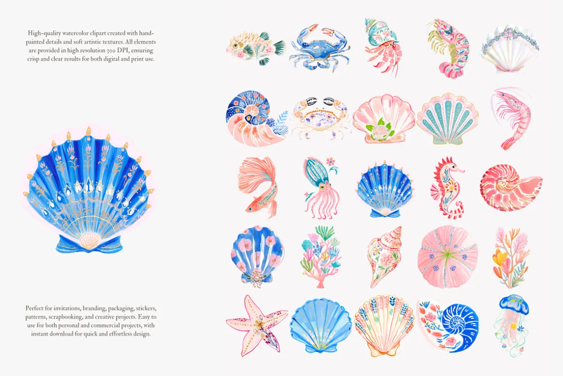 Preppy coastal clipart set