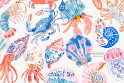 Preppy coastal clipart set