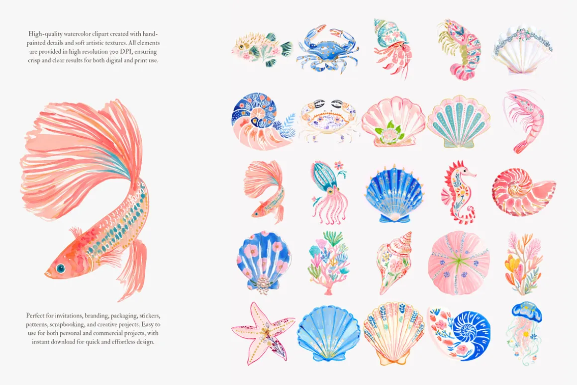 Preppy coastal clipart set