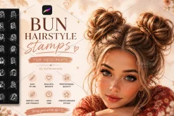 Procreate bun hairstyle brushes