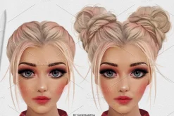 Procreate bun hairstyle brushes
