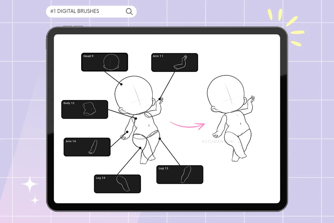 Procreate chibi maker brushes