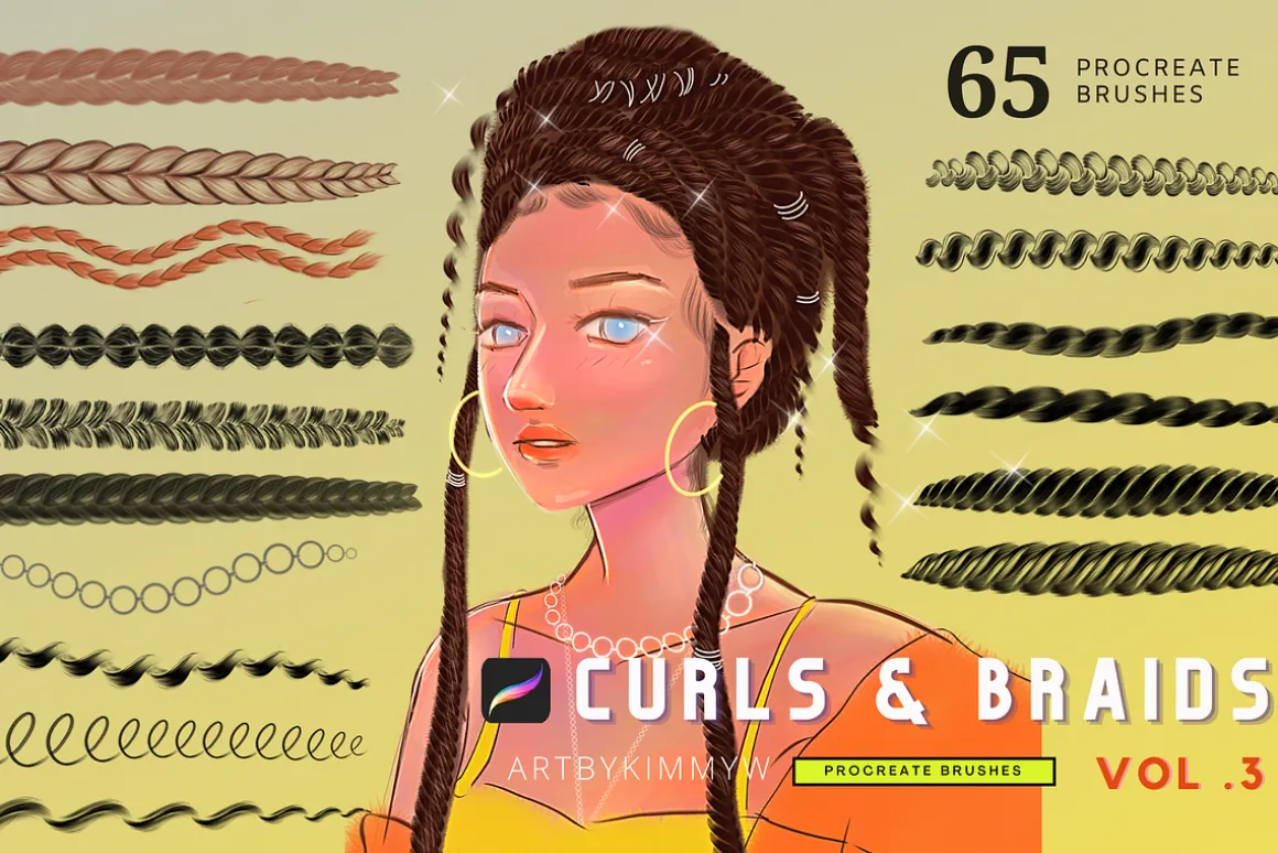 Procreate Curls & Braids Brushes 3