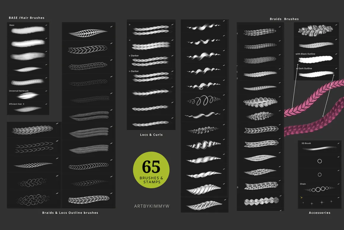 Procreate Curls & Braids Brushes 3