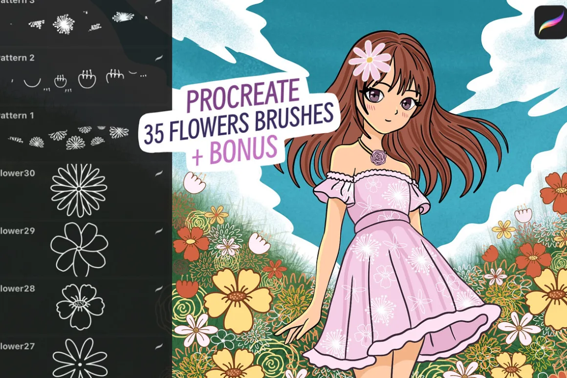 Procreate flowers stamp brushes
