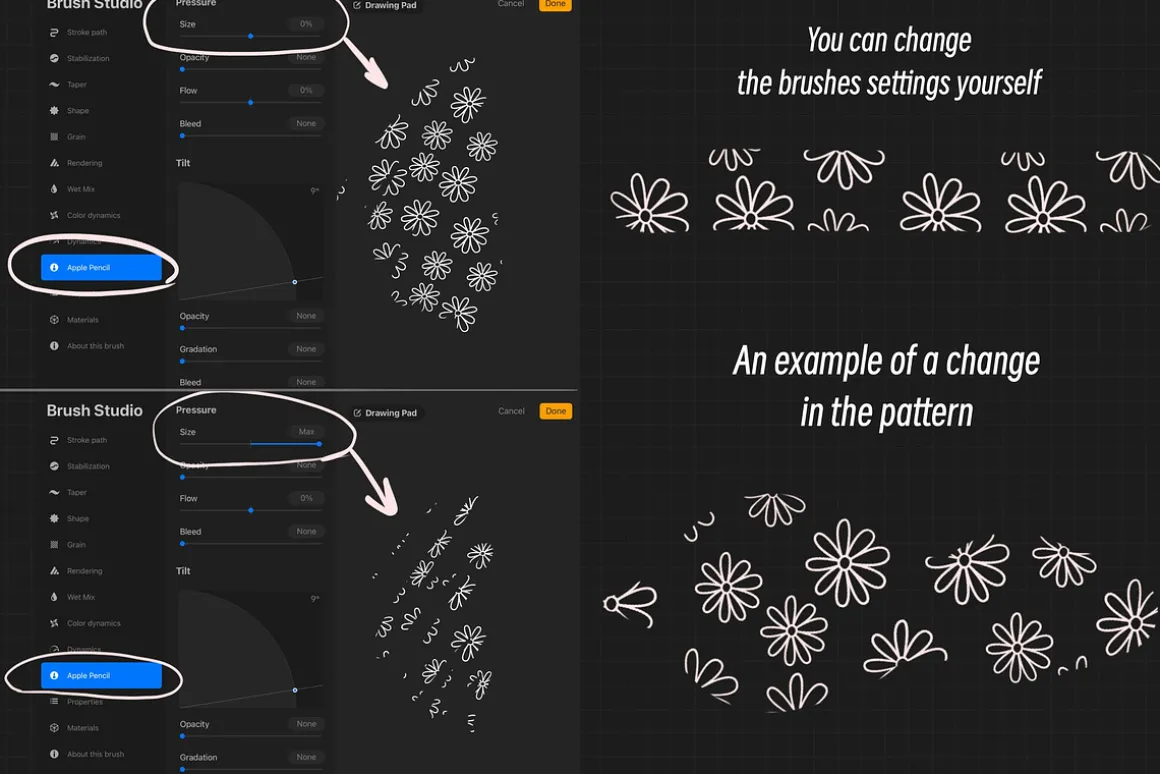 Procreate flowers stamp brushes