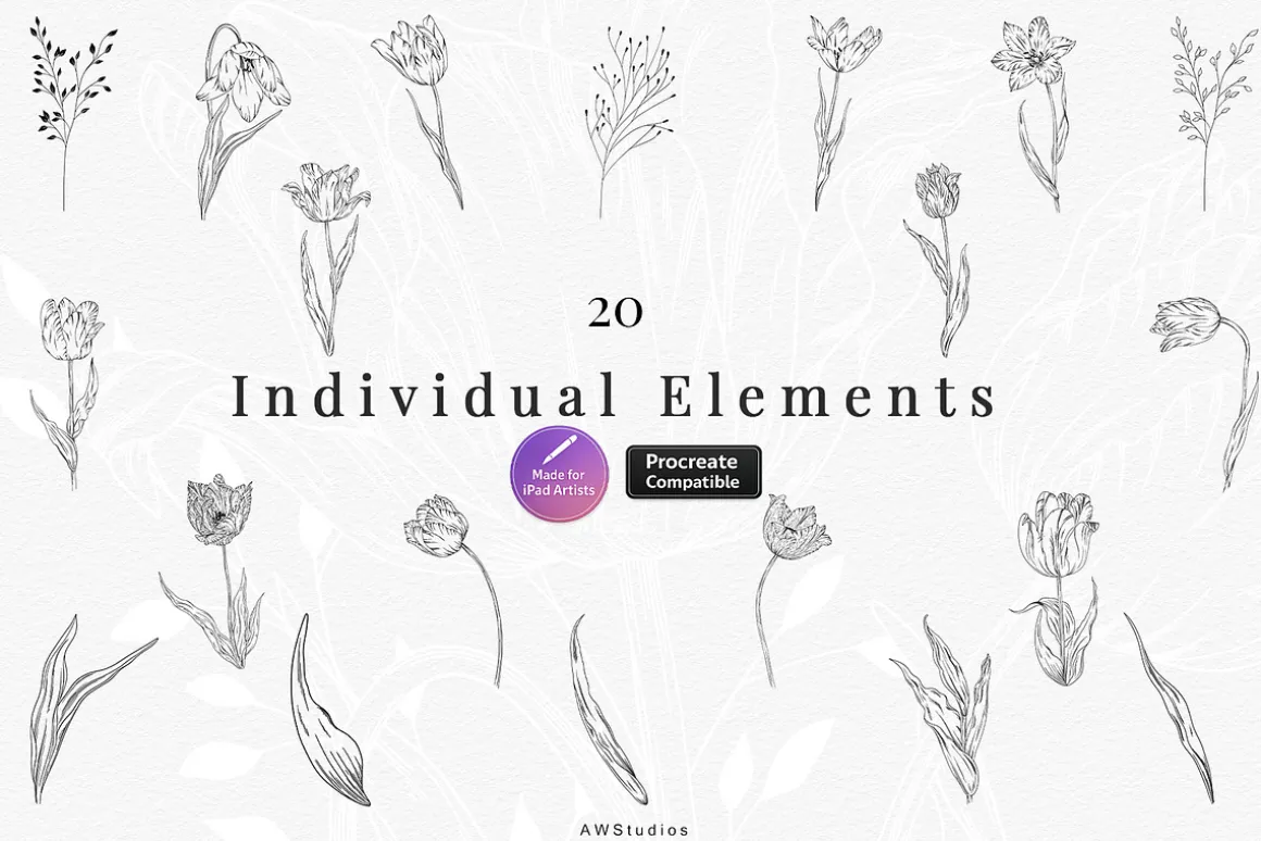Procreate Flower Stamps Pack
