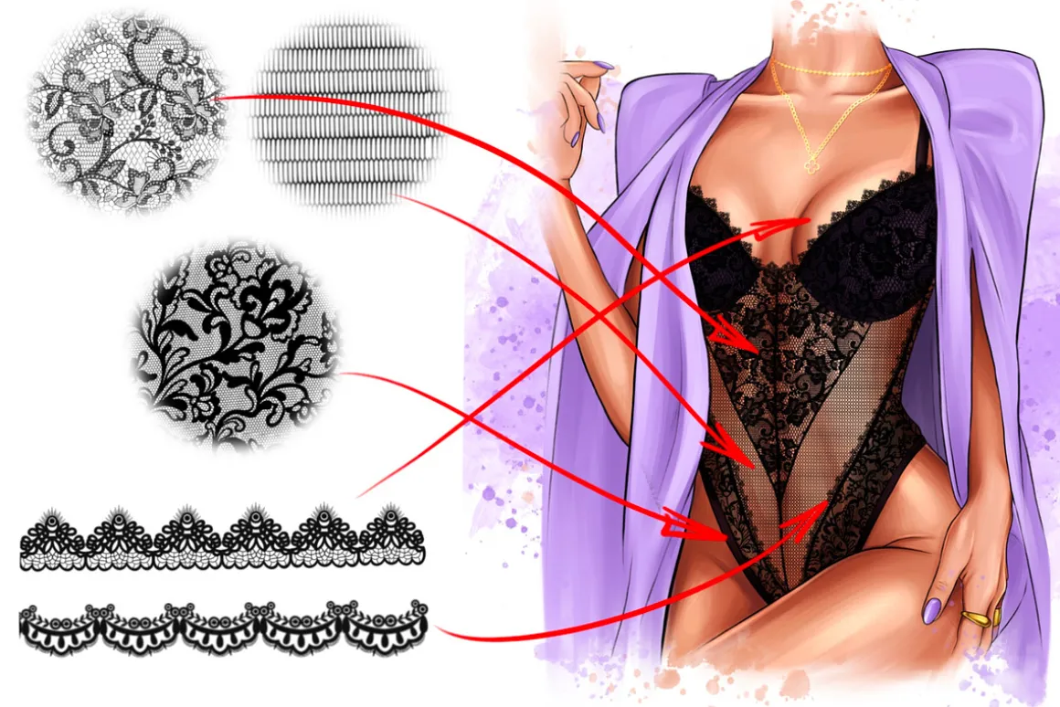 Procreate lace texture brushes, Proc